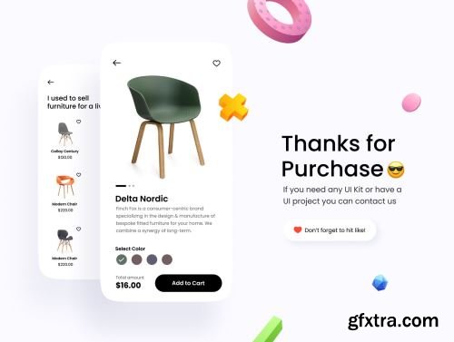 Furniture Mobile UI Kit Ui8.net