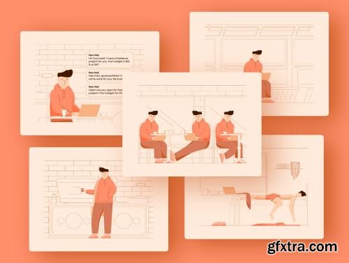 Freelance Guy Illustrations Set Ui8.net