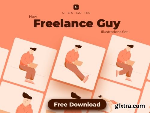 Freelance Guy Illustrations Set Ui8.net