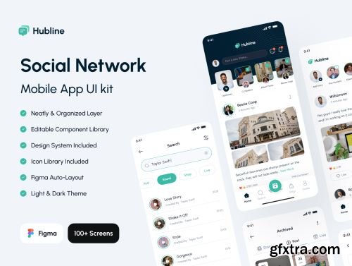 Hubline - Social Network Mobile App UI Kit Ui8.net