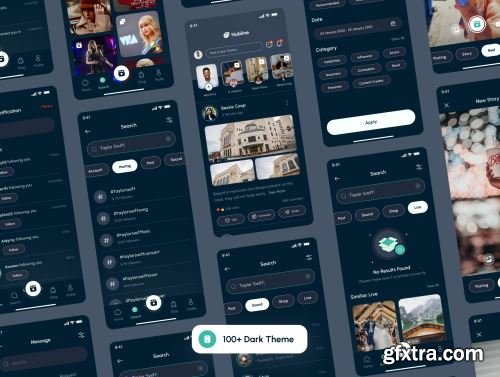 Hubline - Social Network Mobile App UI Kit Ui8.net