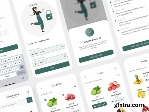 Fresh Cart-Grocery Mobile App UI Kit Ui8.net