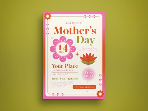 Pink Modern Gradient Mother's Day Flyer Layout 582979899