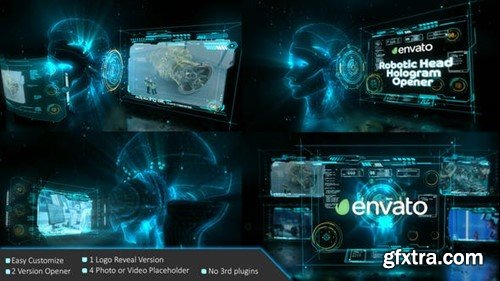 Videohive Robotic Head Hologram Opener 35412583