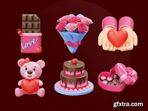 Valentines 3D Illustration Ui8.net