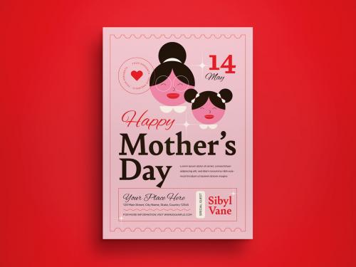 Pink Geometric Mother's Day Flyer Layout 582979895
