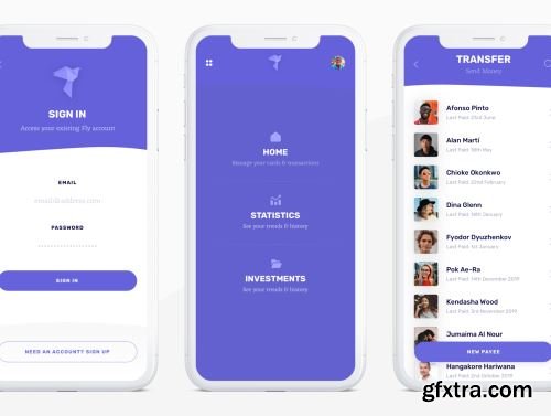Fly - Banking and Fintech iOS Mobile UI Kit - Sketch Ui8.net