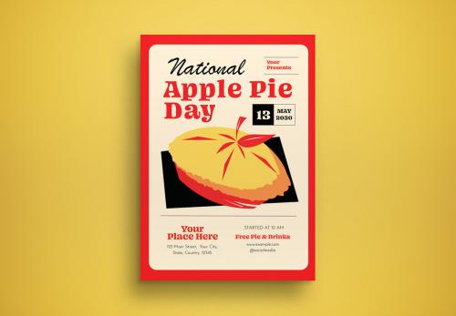 Red Retro National Apple Pie Day Flyer Layout 582992008