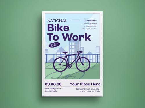 White Flat Design National Bike to Work Day Flyer Layout 582992024