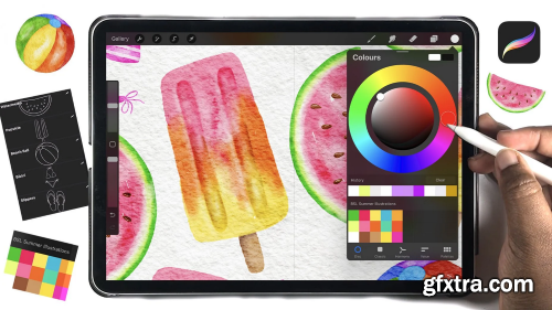 Quick & Easy Watercolor Summer Illustrations in Procreate