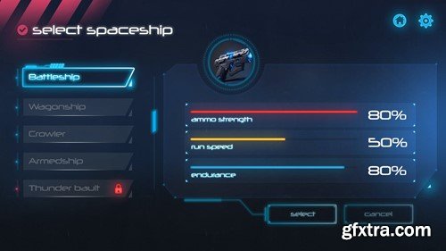 Futuristic Game Ui With HUD DJ6DW6Y