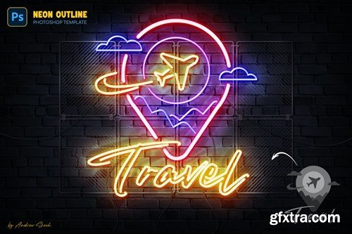 Neon Outline Photoshop Effect QL97SE8