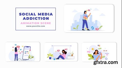 Videohive Social Media Addicted Girls Character Animation Scene 47248935