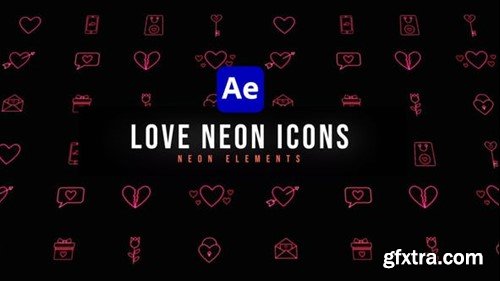 Videohive Love Neon Icons 47251799