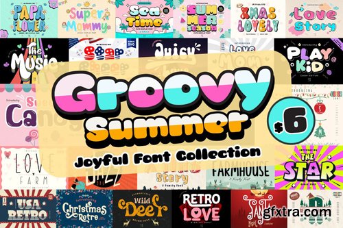 Groovy Summer - Joyful Font Bundle - 25 Premium Fonts