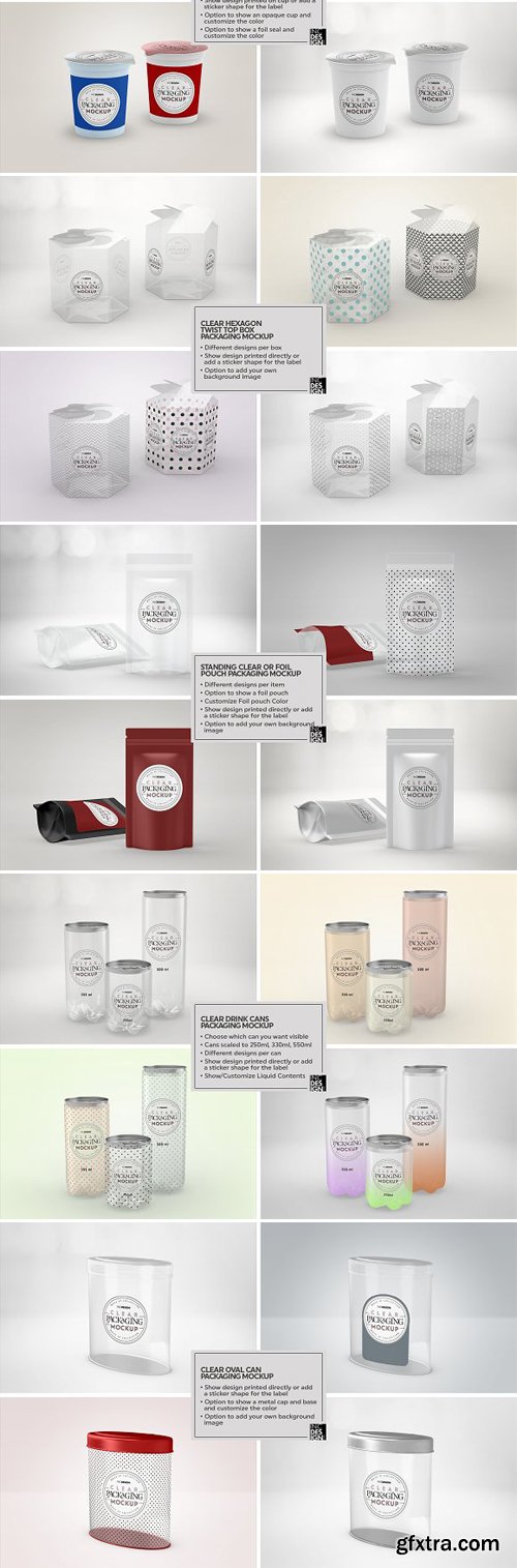 Clear Container Packaging PSD Mockups Bundle - Updated Version 4.2