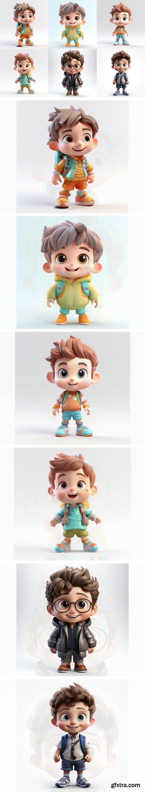 Adorable Smart Kids with Charming smiles - 3D Render Collection