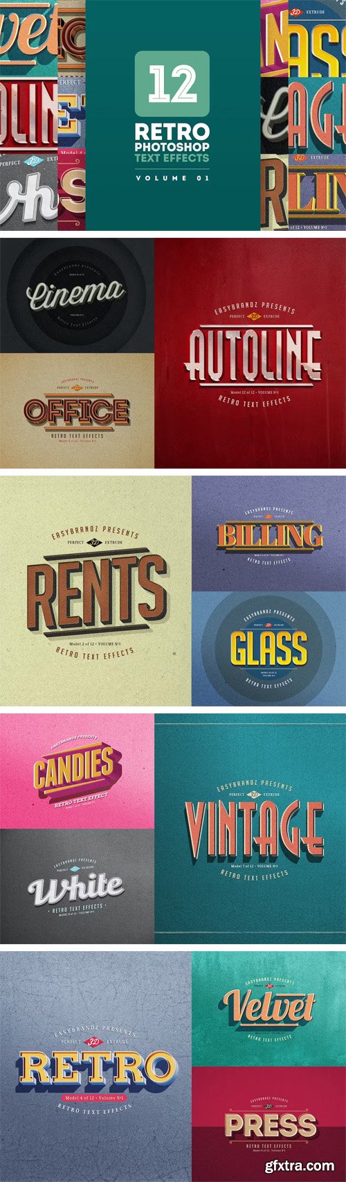 Retro Text Effects for Photoshop Vol.1