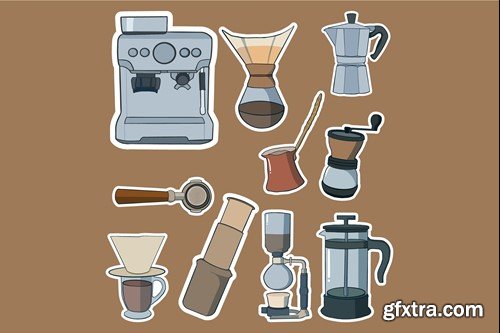 Coffee Shop Equipment Cute Sticker Set MYQ85M7