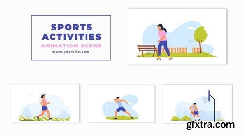 Videohive Sport Activities Flat Character Animation Scene 47250693