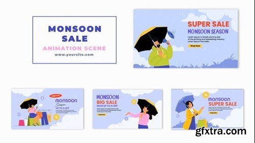 Videohive Monsoon Sale Offer Flat Character Animation Scene 47276130