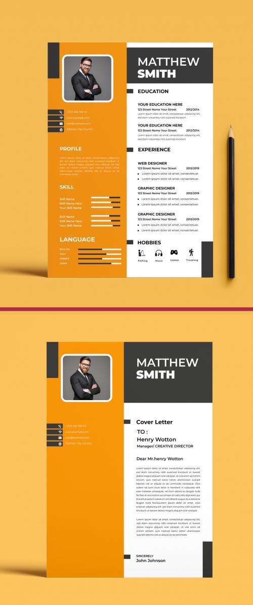 Business Resume Yellow Color Design Template 583337638