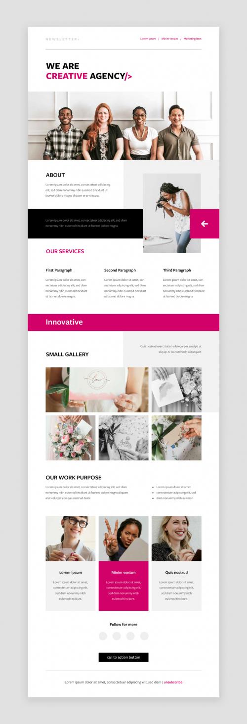 Business Newsletter For Creative Agency With Magenta Colors 583818155