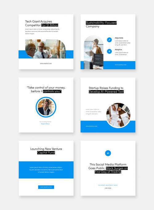 Blue Business Social Media Layouts With Black Accent 583818654