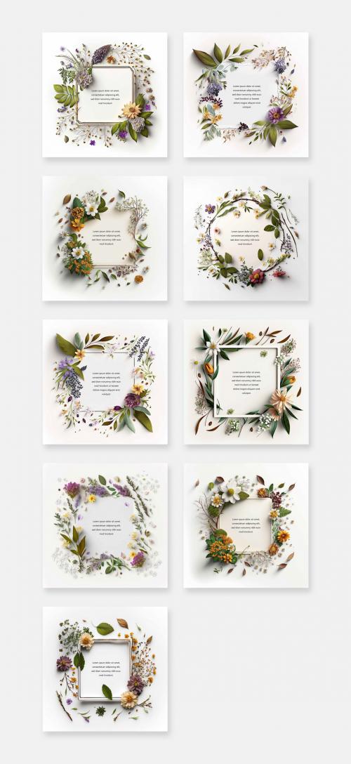 Floral Frame Layout Posts With Copy Space and Generative AI 583820449