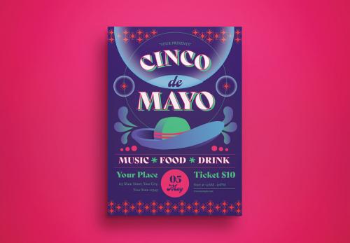 Purple Neon Cinco De Mayo Flyer Layout 585618655