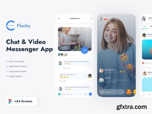 Fluchy | Chat & Video Messenger App UI Kit Ui8.net