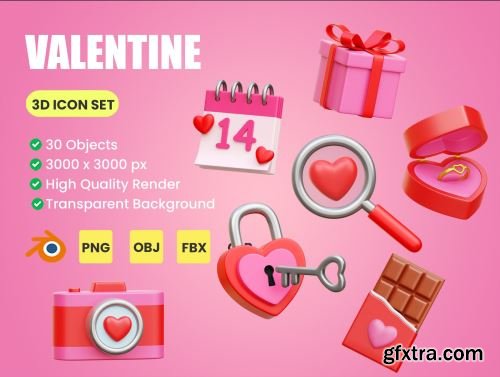 Valentine 3D Icon Illustrations Ui8.net