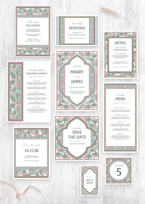 Indian Wedding Invitation Templates Set 587294911