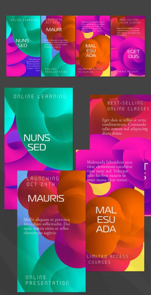 Social Media Post Layout with Futuristic Wavy Gradient Shape 579201888