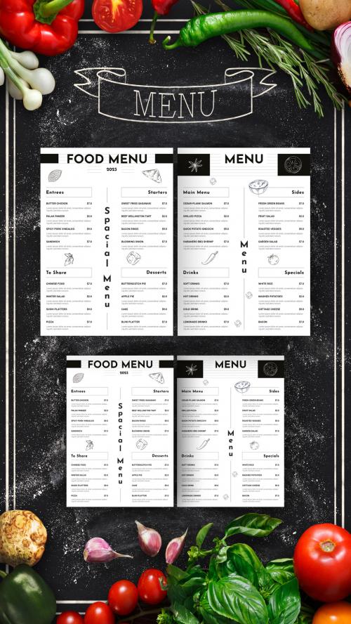 Black & White Food Menu Double Side Template 579991142