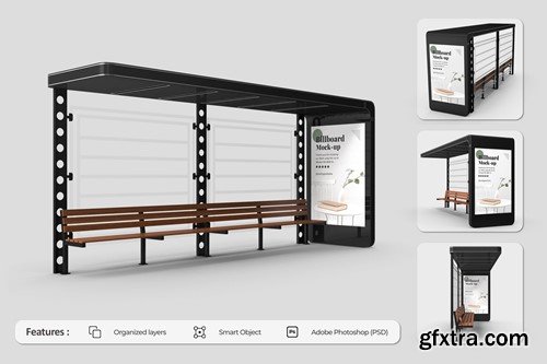 Billboard Bus Stop Station Mockup CRZU9TD