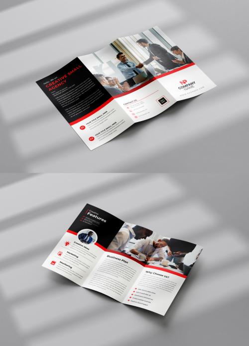 Multipurpose Trifold Brochure Layout with Red Accent 580216705