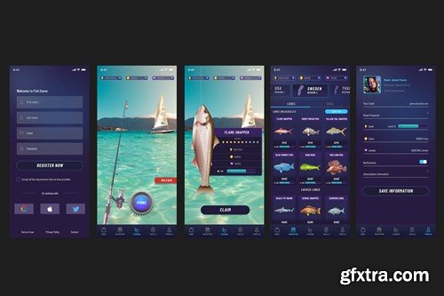 Fish Game & Fishing Dark Mobile App Template RKJ7VKK