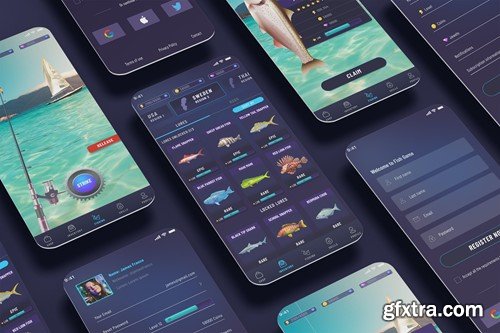 Fish Game & Fishing Dark Mobile App Template RKJ7VKK