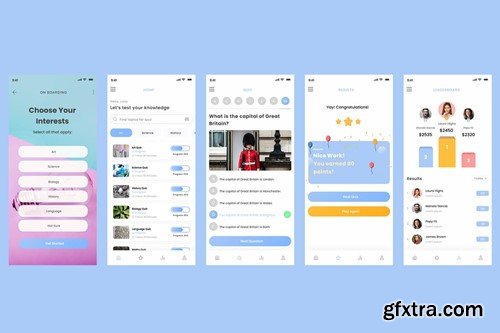 Quiz, Crossword, Quizzes & Trivia Game App UI Kit GGSNAMF