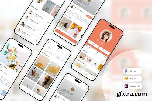 Art Gallery Mobile App UI Kit LKRE3QR