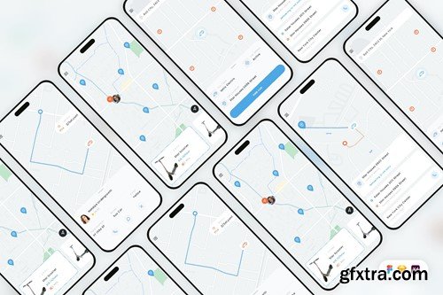 Map & Navigate Mobile App UI Kit 6QLTN9T