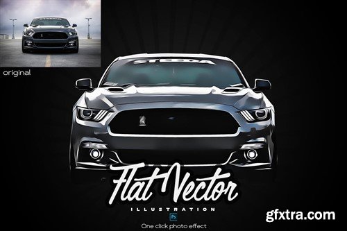 Flat Vector Illustration Photoshop Action QWERAVD