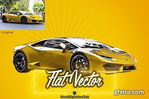 Flat Vector Illustration Photoshop Action QWERAVD