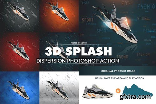 3D Splash Dispersion Photoshop Action 8RYAR58