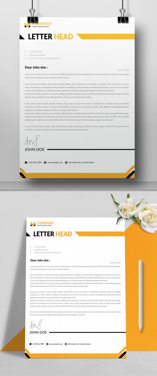 Orange Color Business Letterhead Design Template 580234018