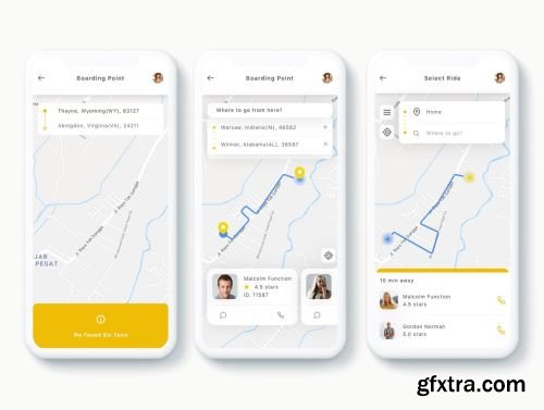 Yunu - Taxi App UI Kit Ui8.net