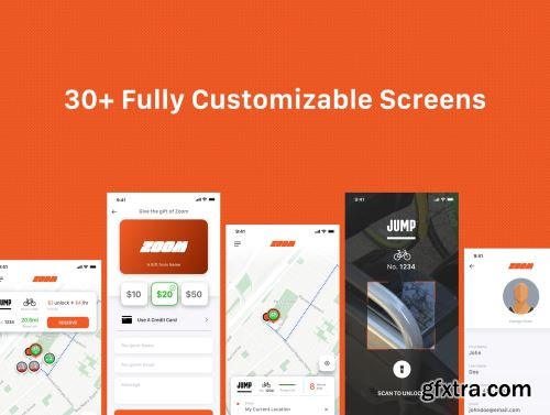 Zoom - Bike/Scooter Sharing UI Kit for iOS Ui8.net