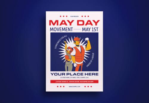 White Flat Design May Day Flyer Layout 580580882