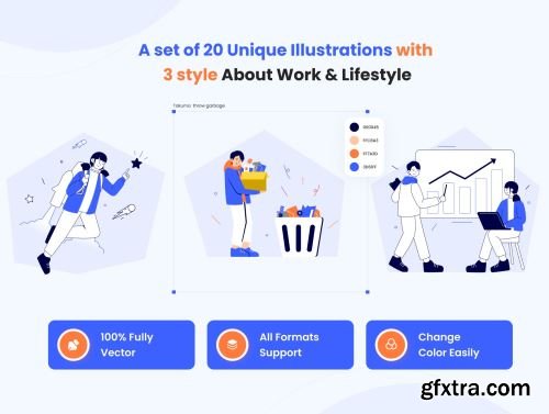 Wakku v2- Work Activities & Daily Life Illustration Pack Ui8.net